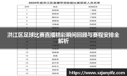 洪江区足球比赛直播精彩瞬间回顾与赛程安排全解析